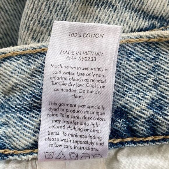 Pacsun Distressed Light Wash Raw Hem High Rise Straight Leg Jeans NWT Size 26 - Picture 5 of 6